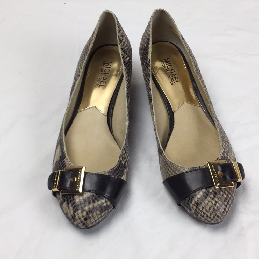 Michael Kors low heel wedge shoes leather upper